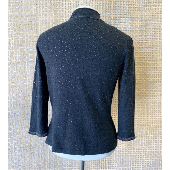 ALFANI Petite Charcoal Grey Beaded Cardigan. - Picture 4 of 8